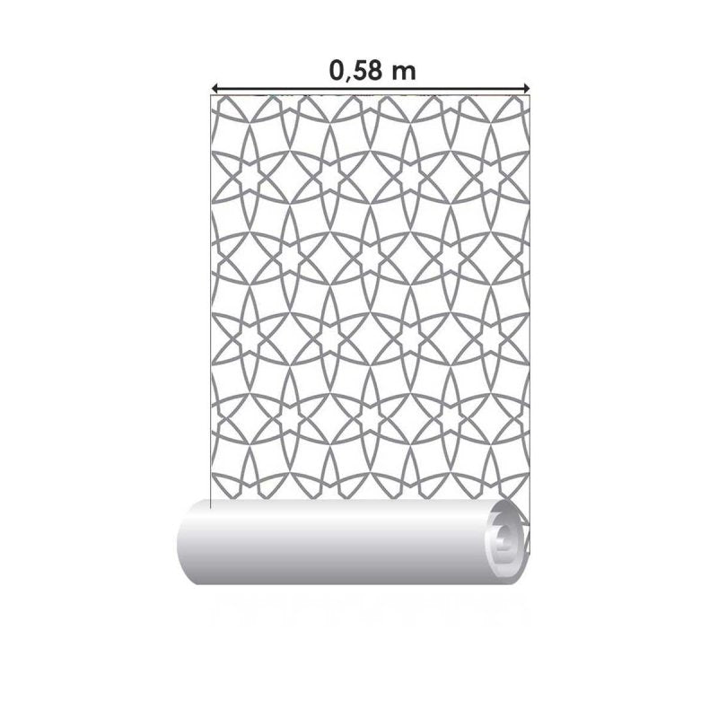 Papel de Parede Adesivo Marroquino Estrela Cinza N05264 - Papel na Parede