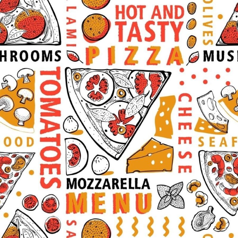 Papel de Parede Adesivo Menu Pizza N012132 - Papel na Parede