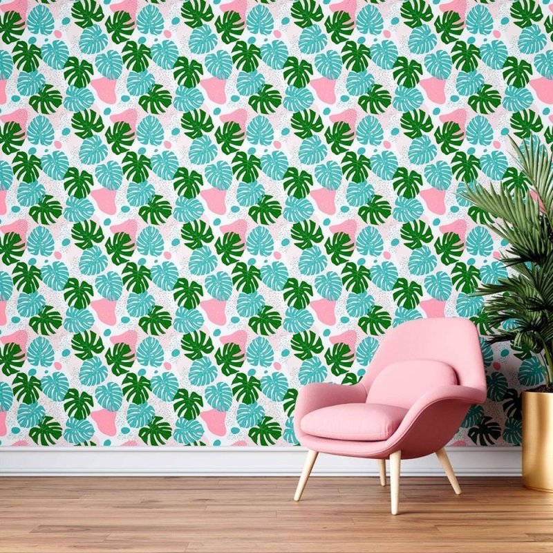 Papel de Parede Adesivo Monstera Tropical Colorido N08050 - Papel na Parede