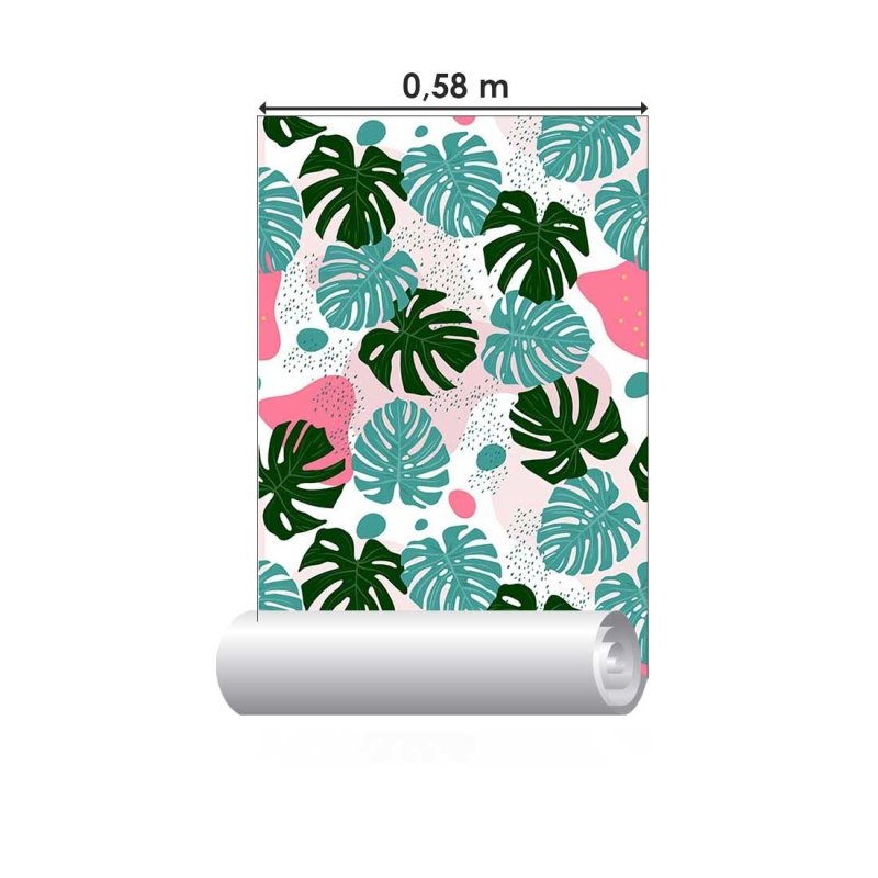 Papel de Parede Adesivo Monstera Tropical Colorido N08050 - Papel na Parede