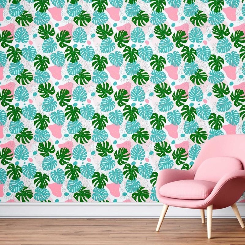 Papel de Parede Adesivo Monstera Tropical Colorido N08050 - Papel na Parede