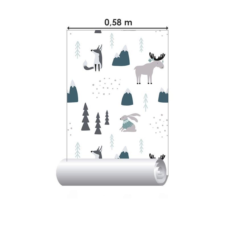 Papel de Parede Adesivo Montanhas e Animais N04090 - Papel na Parede