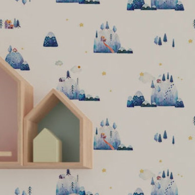 Papel de Parede Adesivo Montanhas Geladas Aquarela N019081 - Papel na Parede