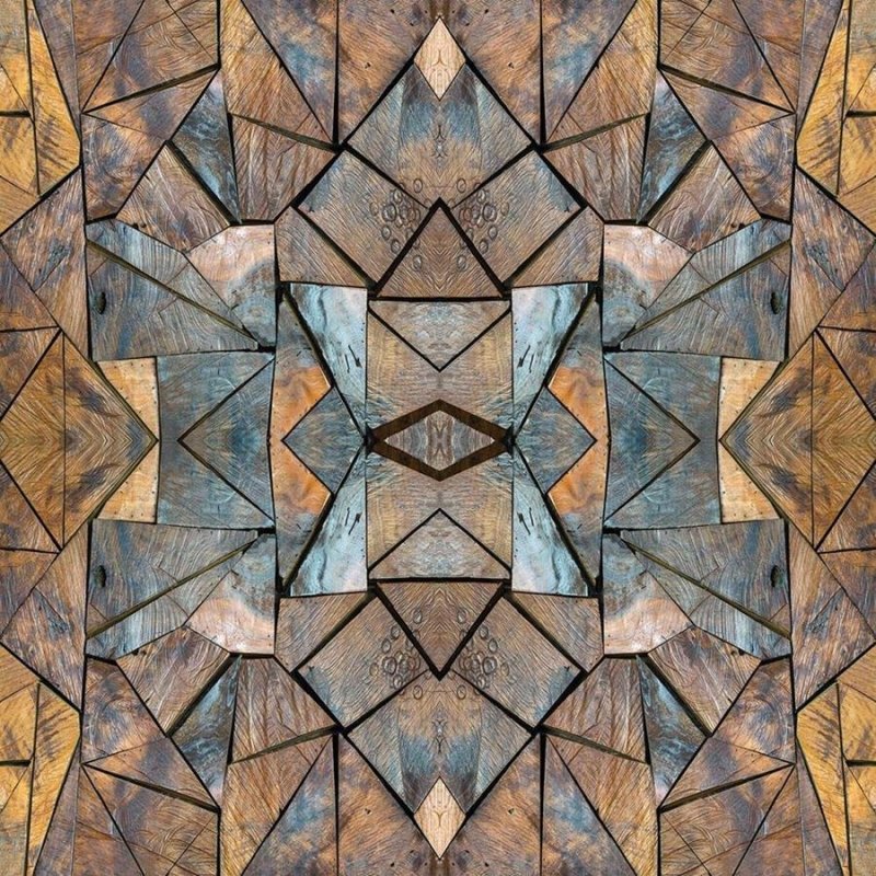 Papel de Parede Adesivo Mosaico Geométrico Madeira N010193 - Papel na Parede