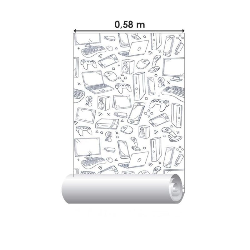 Papel de Parede Adesivo Mundo Digital Monocromático N06177 - Papel na Parede