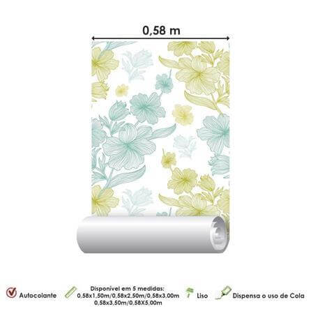 Papel de Parede Adesivo Natureza Floral Verde 96033974 - Papel na Parede