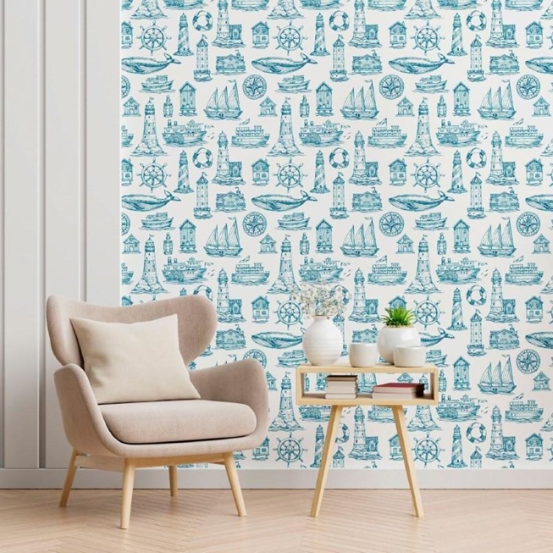 Papel de Parede Adesivo Naútico Barcos e Oceano N012118 - Papel na Parede