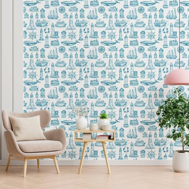 Papel de Parede Adesivo Naútico Barcos e Oceano N012118 - Papel na Parede