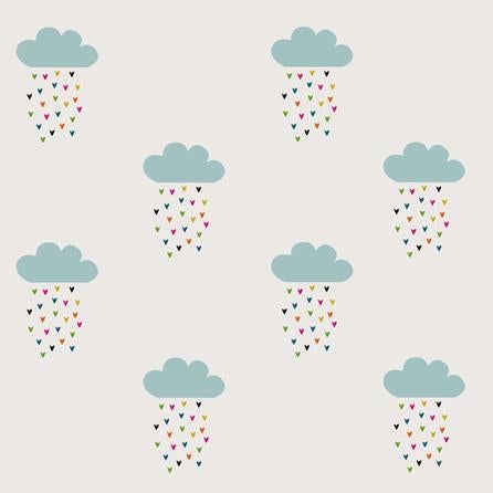 Papel de Parede Adesivo Nuvem Chuva Coração 2153 - Papel na Parede