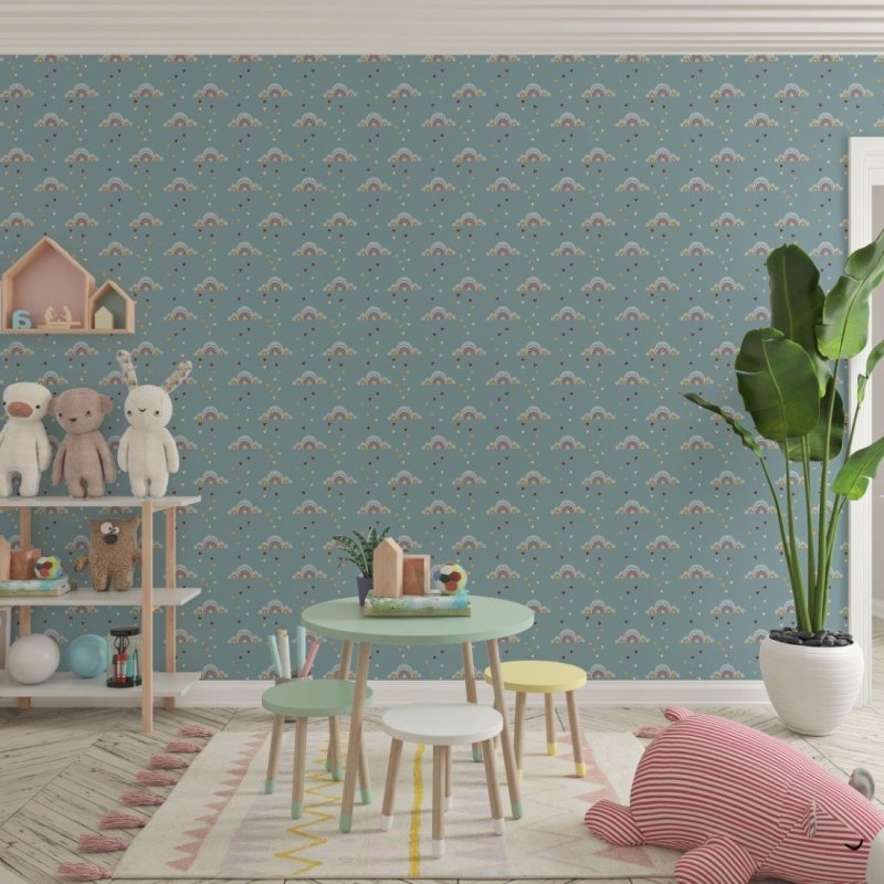 Papel de Parede Adesivo Nuvens e Arco Íris N019096 - Papel na Parede