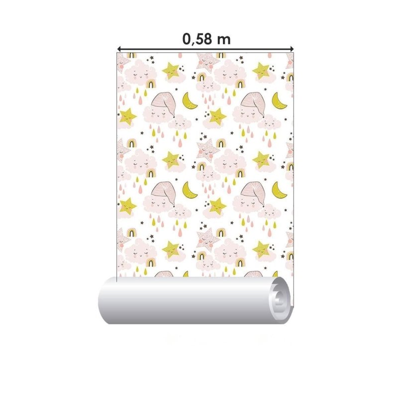 Papel de Parede Adesivo Nuvens Rosas N09087 - Papel na Parede