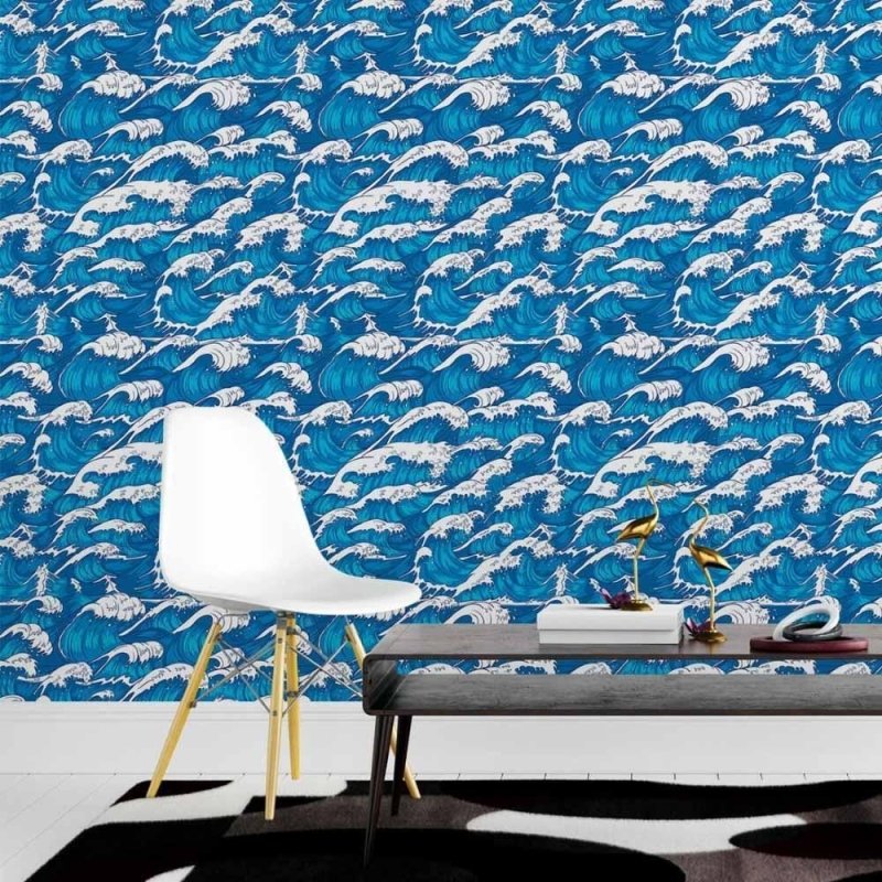 Papel de Parede Adesivo Ondas Hokusai N015160 - Papel na Parede