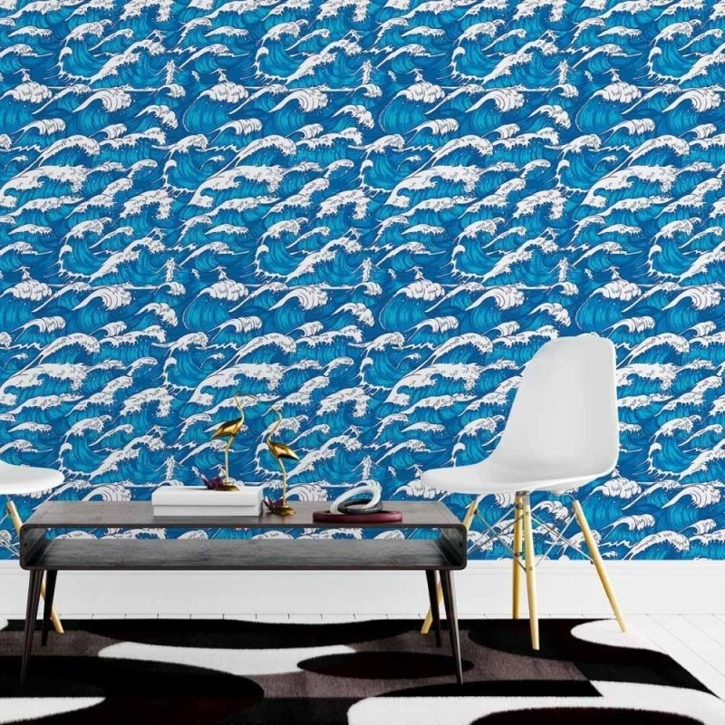 Papel de Parede Adesivo Ondas Hokusai N015160 - Papel na Parede