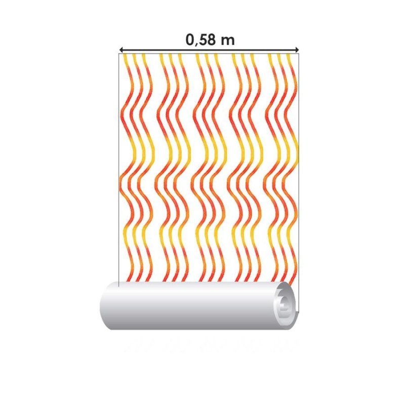 Papel de Parede Adesivo Ondas Laranja Neon N06273 - Papel na Parede