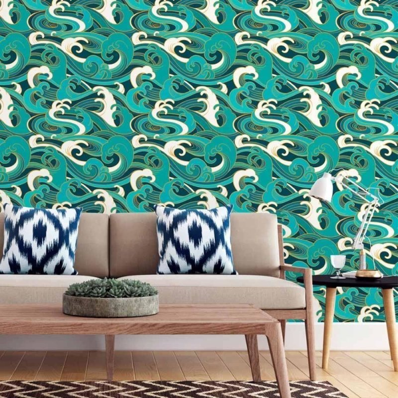 Papel de Parede Adesivo Ondas Oriental N015173 - Papel na Parede