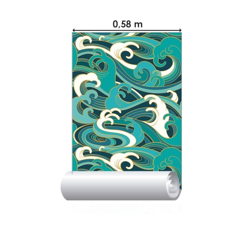 Papel de Parede Adesivo Ondas Oriental N015173 - Papel na Parede