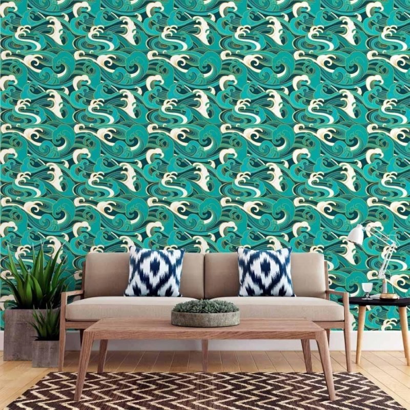 Papel de Parede Adesivo Ondas Oriental N015173 - Papel na Parede