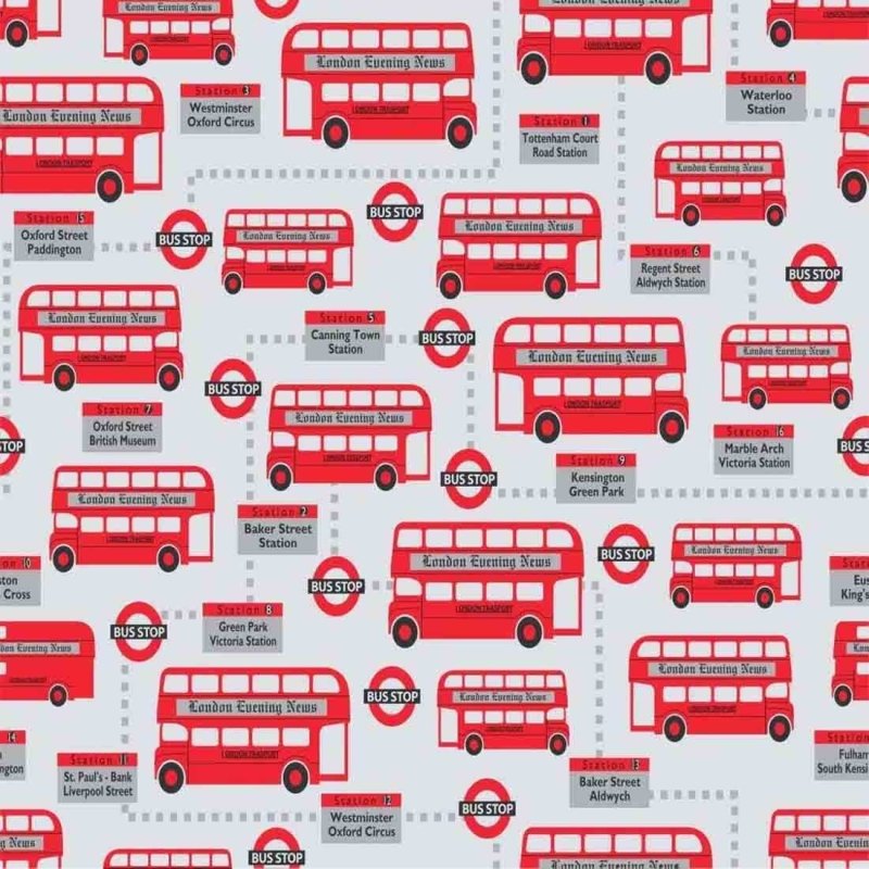 Papel de Parede Adesivo Ônibus Vermelho 349 - Papel na Parede