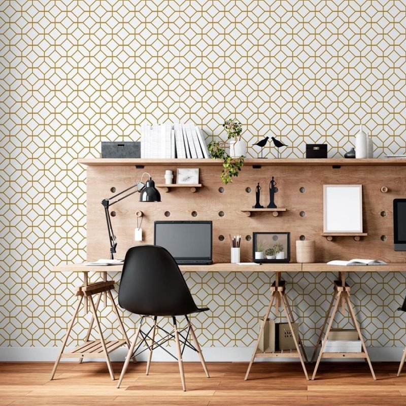 Papel de Parede Adesivo Padrão Geométrico e Branco N06119 - Papel na Parede