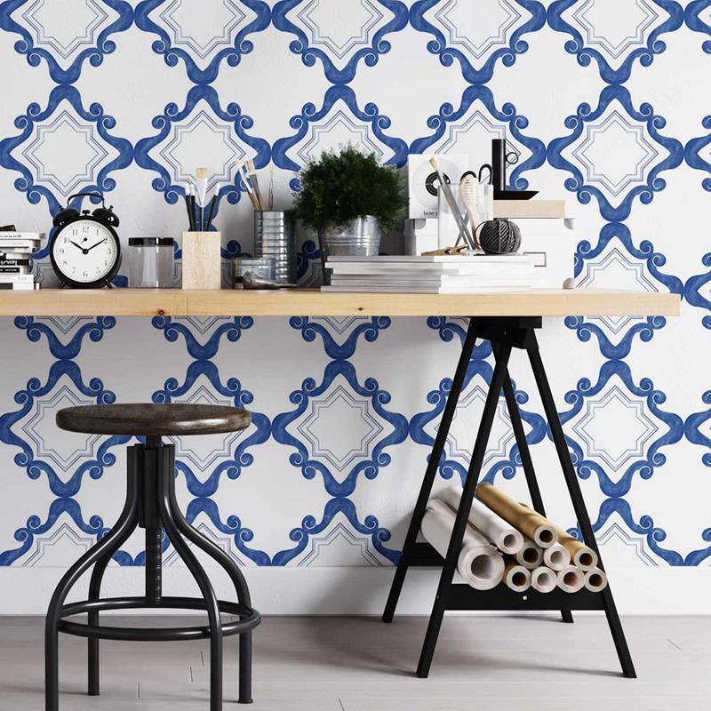Papel de Parede Adesivo Padrão Português Vintage N05214 - Papel na Parede