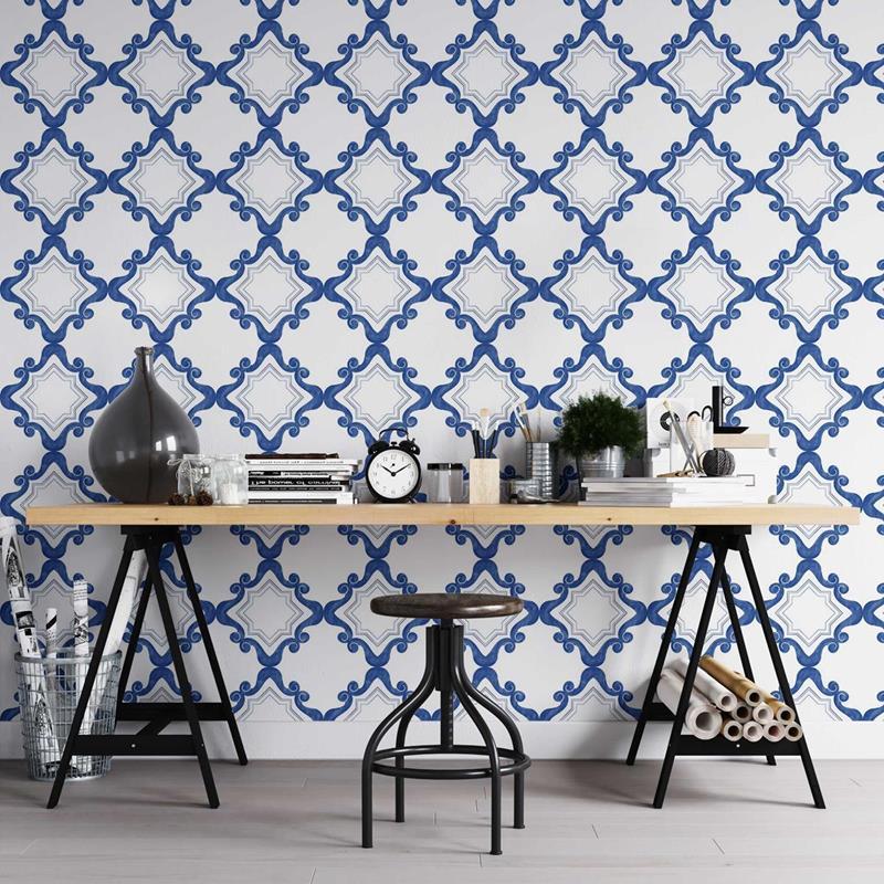 Papel de Parede Adesivo Padrão Português Vintage N05214 - Papel na Parede