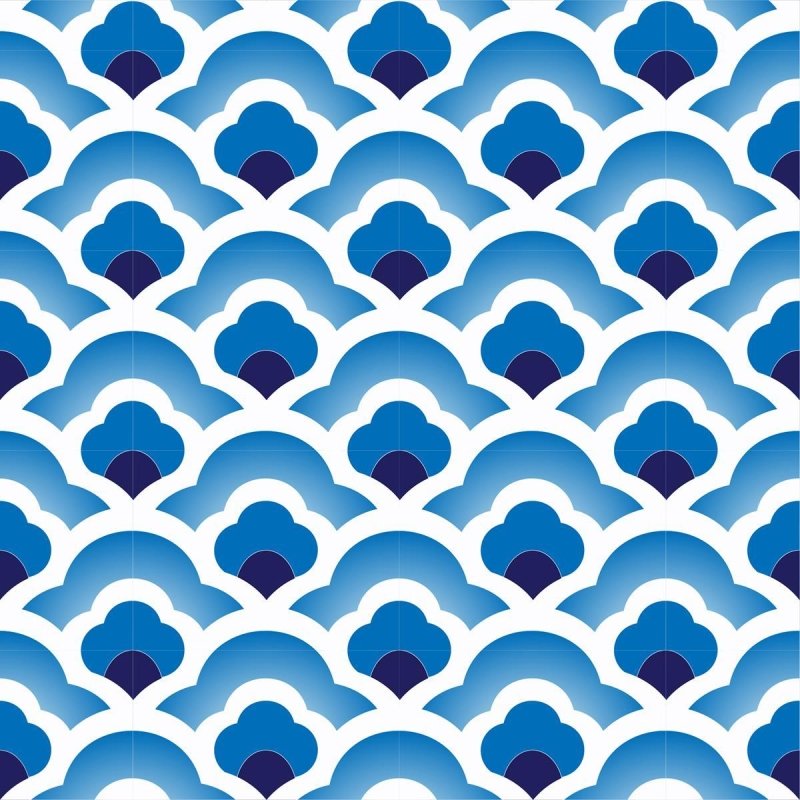 Papel de Parede Adesivo Padrão Retrô Azul N04095 - Papel na Parede