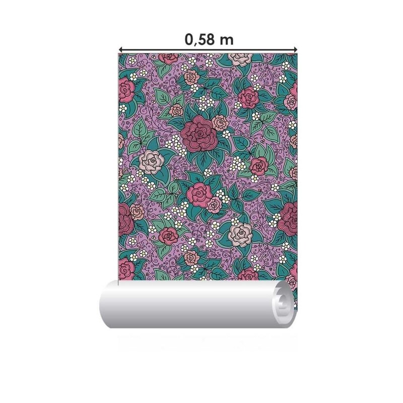 Papel de Parede Adesivo Padrão Rosas Artístico N05125 - Papel na Parede