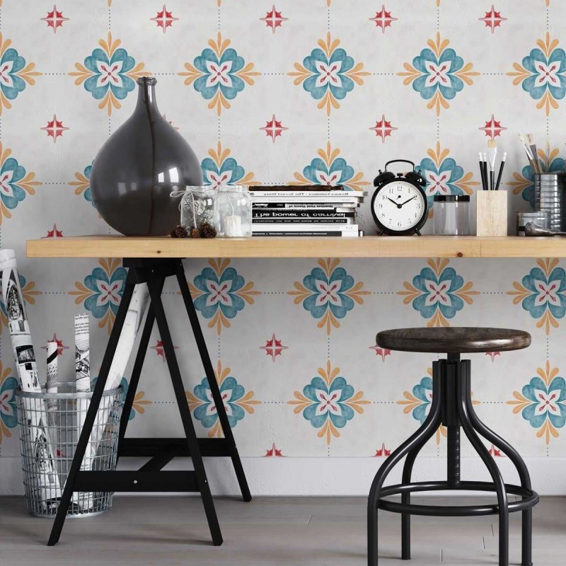 Papel de Parede Adesivo Padrão Vintage Pinra à Mão N05210 - Papel na Parede