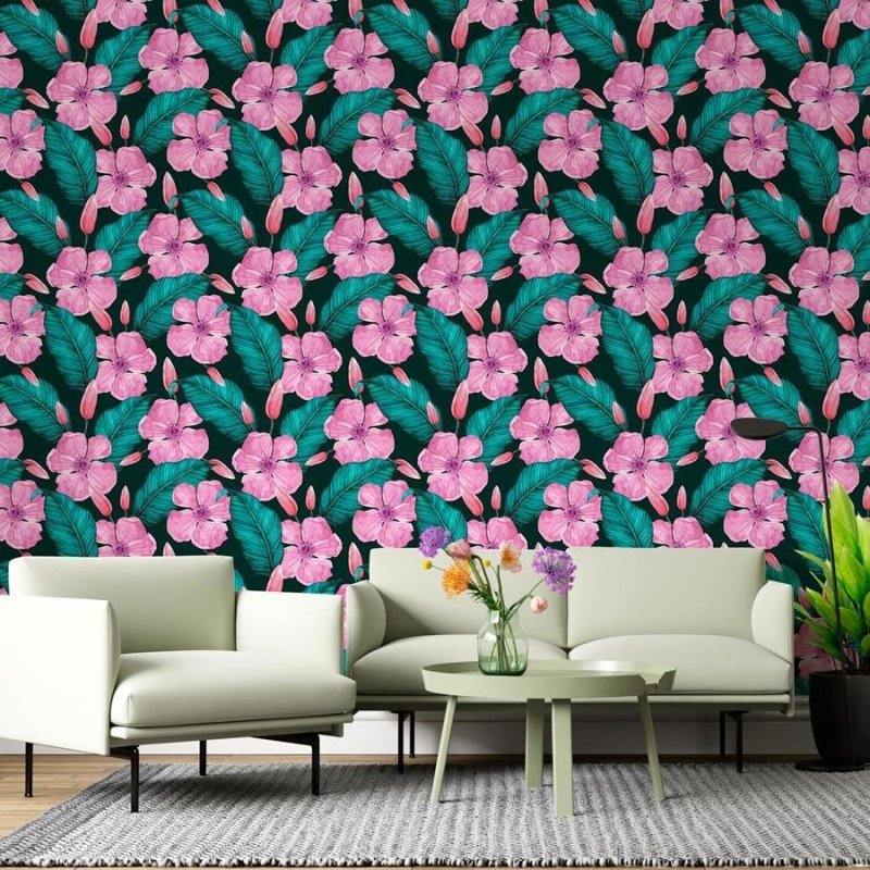 Papel de Parede Adesivo Papulas Tropicais Rosa N06046 - Papel na Parede