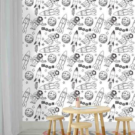 Papel de Parede Adesivo Para Colorir Astronauta 96643 - Papel na Parede