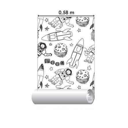 Papel de Parede Adesivo Para Colorir Astronauta 96643 - Papel na Parede
