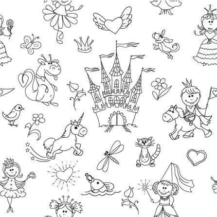 Papel de Parede Adesivo Para Colorir Princesa 47832 - Papel na Parede