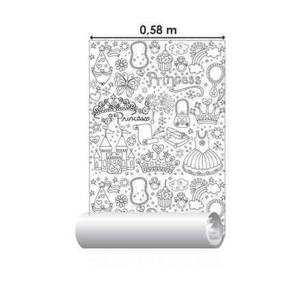 Papel de Parede Adesivo para Colorir Princesa N601014 - Papel na Parede