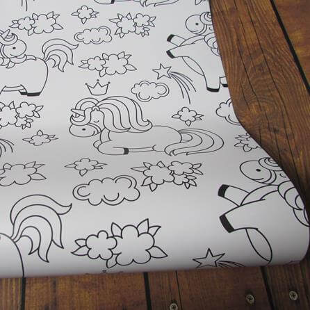 Papel De Parede Adesivo Para Colorir Unicórnio Kids 3000 - Papel na Parede
