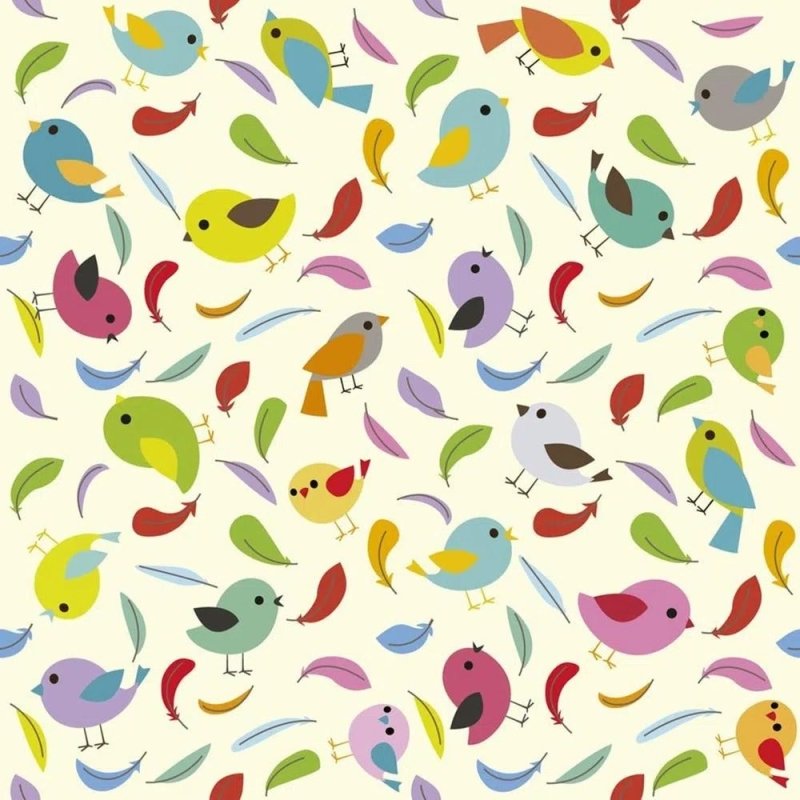 Papel de Parede Adesivo Pássaro Folhas Colorido 84888040 - Papel na Parede