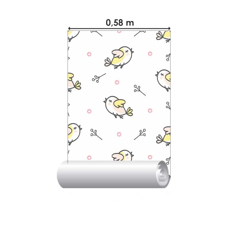 Papel de Parede Adesivo Pássaros Minimalistas Delicados N07035 - Papel na Parede