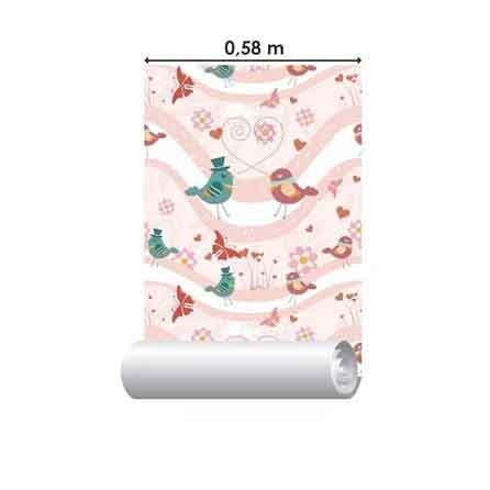 Papel de Parede Adesivo Pássaros Rosa 1157 - Papel na Parede