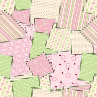 Papel de Parede Adesivo Patchwork Rosa Verde Fofo 44006782 - Papel na Parede