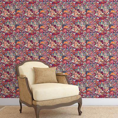 Papel de Parede Adesivo Patchwork Vintage - Papel na Parede