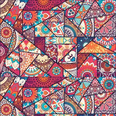 Papel de Parede Adesivo Patchwork Vintage - Papel na Parede