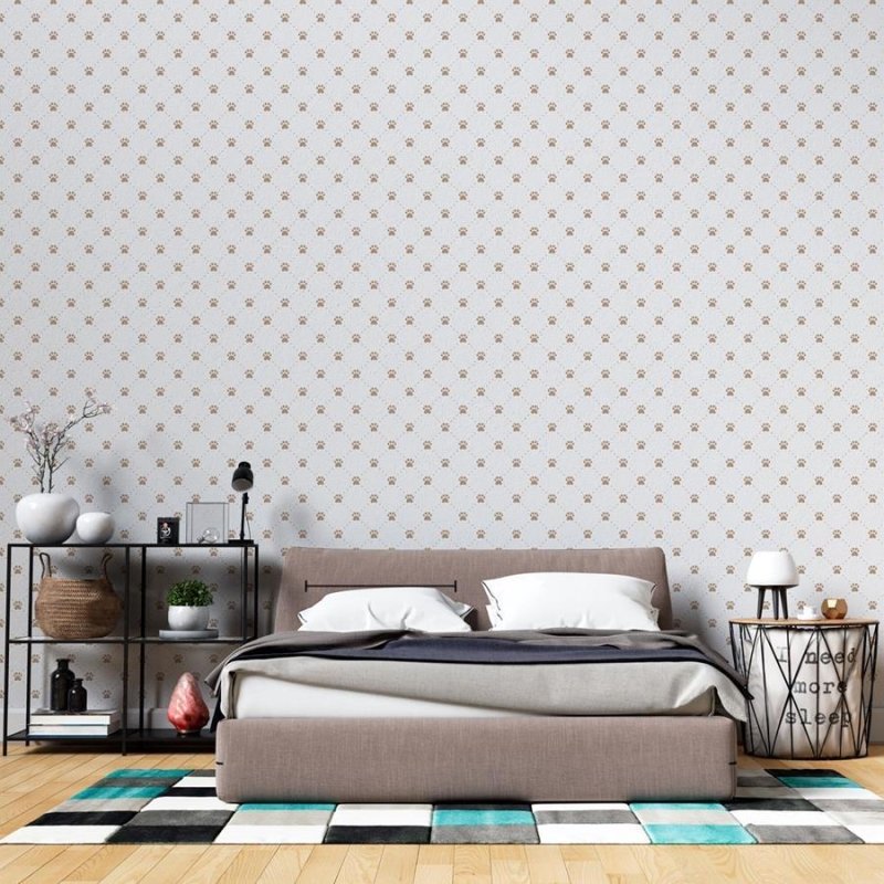 Papel de Parede Adesivo Patinhas Minimalistas Marrom N06174 - Papel na Parede