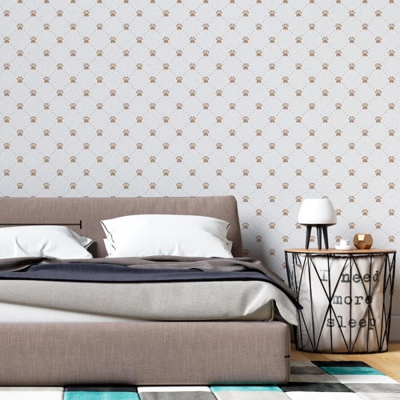 Papel de Parede Adesivo Patinhas Minimalistas Marrom N06174 - Papel na Parede