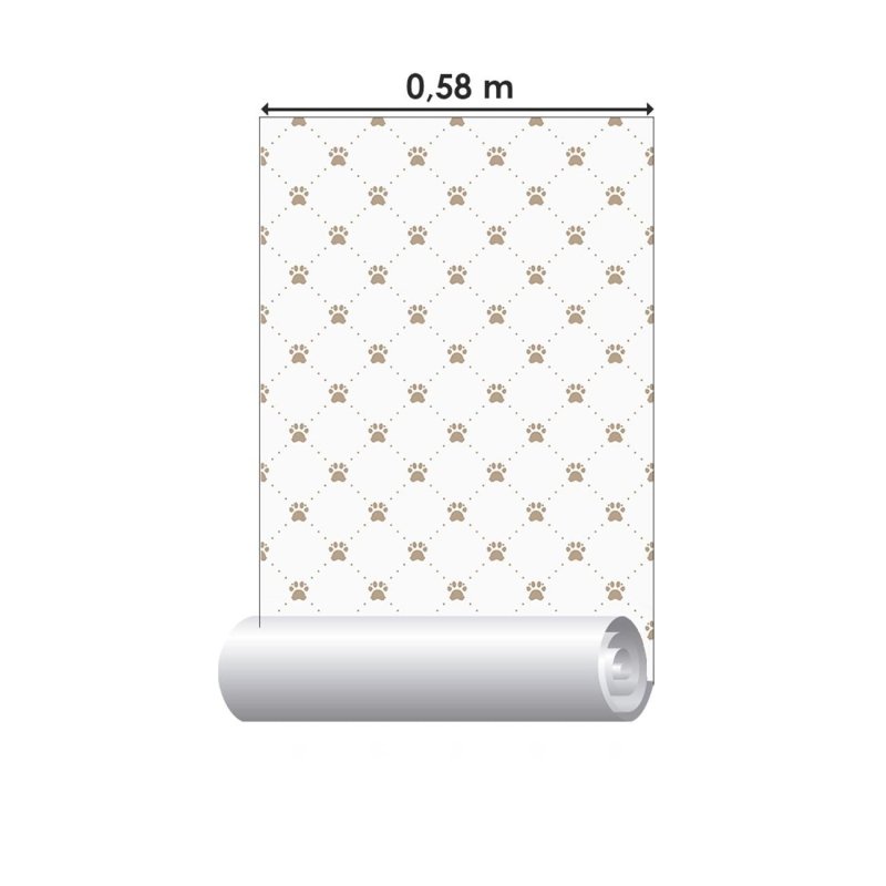Papel de Parede Adesivo Patinhas Minimalistas Marrom N06174 - Papel na Parede