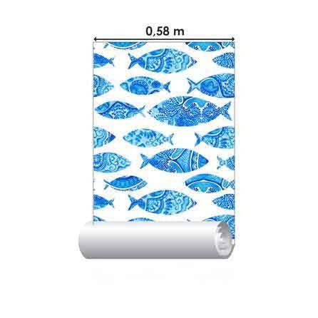 Papel de Parede Adesivo Peixe Azul Pintura 29135741 - Papel na Parede