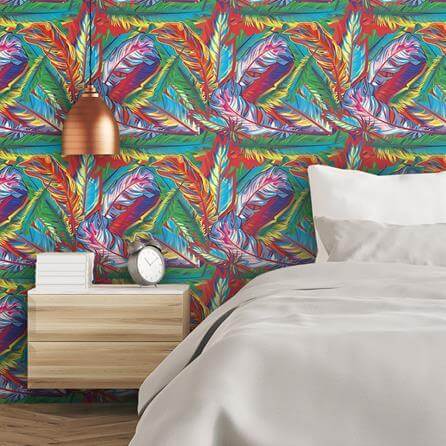 Papel de Parede Adesivo Penas Coloridas 73985878 - Papel na Parede