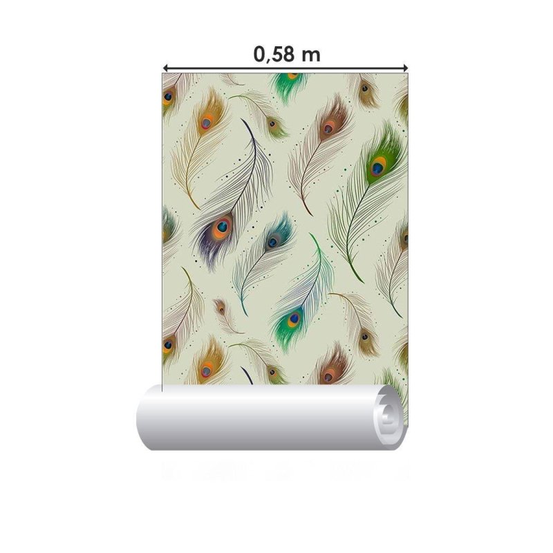 Papel de Parede Adesivo penas de pavão N014047 - Papel na Parede