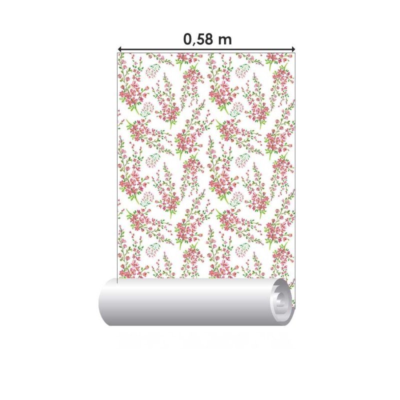 Papel de Parede Adesivo Pequenas Flores Aquarela Rosa N08055 - Papel na Parede