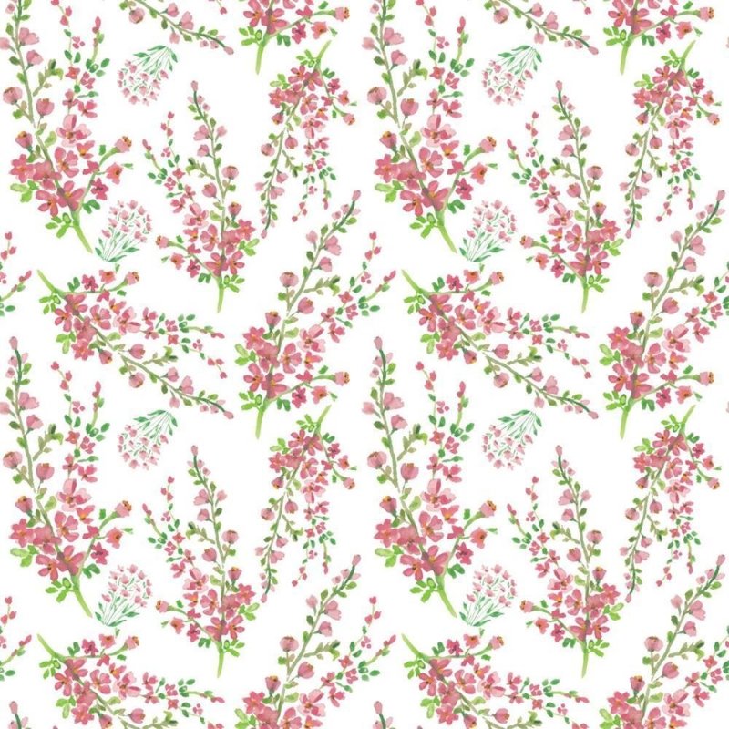 Papel de Parede Adesivo Pequenas Flores Aquarela Rosa N08055 - Papel na Parede