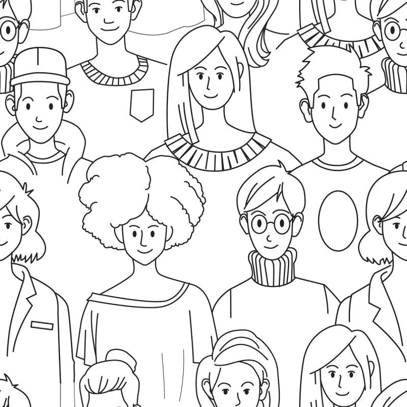 Papel de Parede Adesivo Pessoas para Colorir N05228 - Papel na Parede