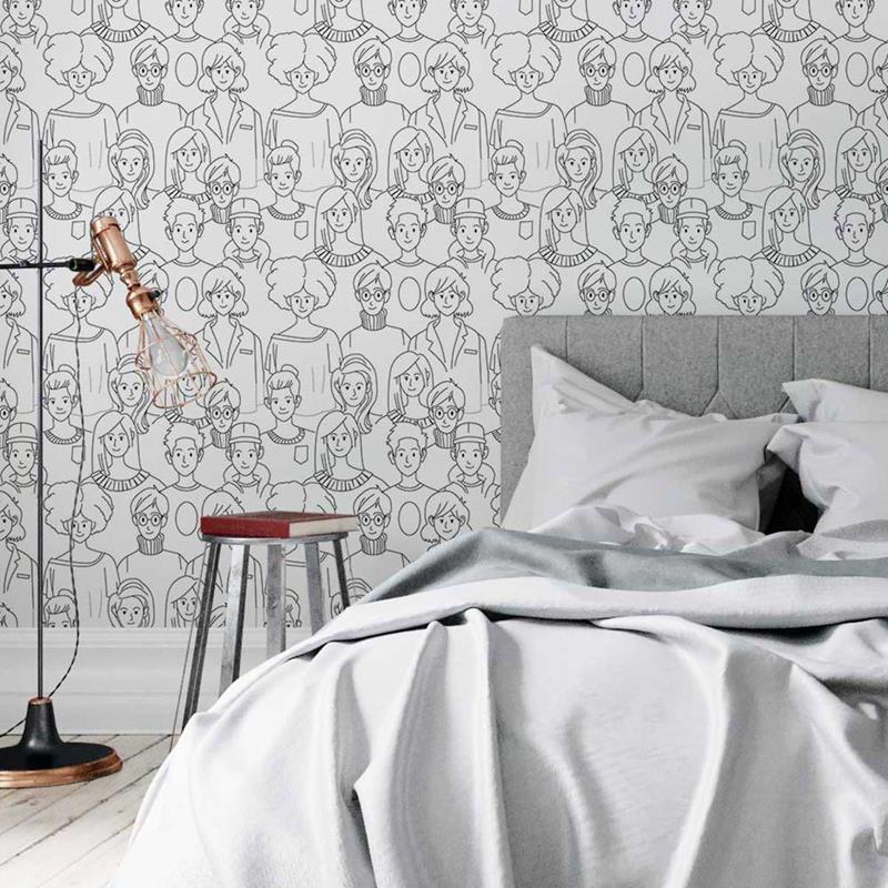 Papel de Parede Adesivo Pessoas para Colorir N05228 - Papel na Parede